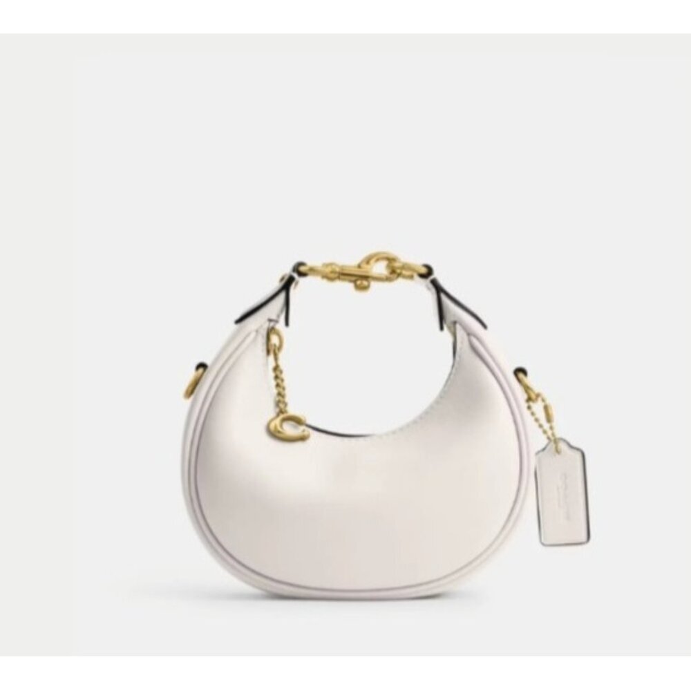 Coach Jonie Mini Crescent Bag Chalk Glovetanned Leather Crossbody Shoulder Purse